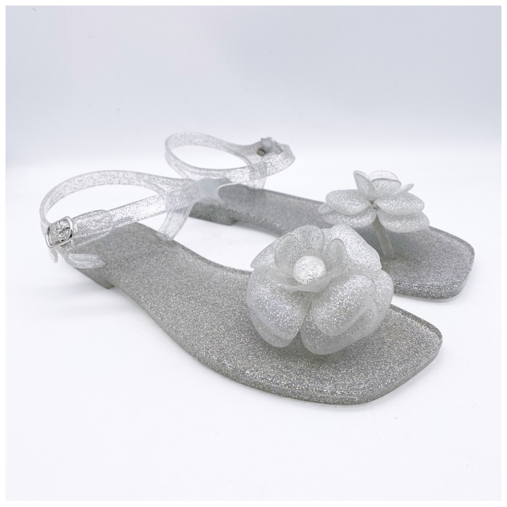 NWB Play by Jeffrey Campbell Fleurisse Clear Glitter Sandals Size‎ 8